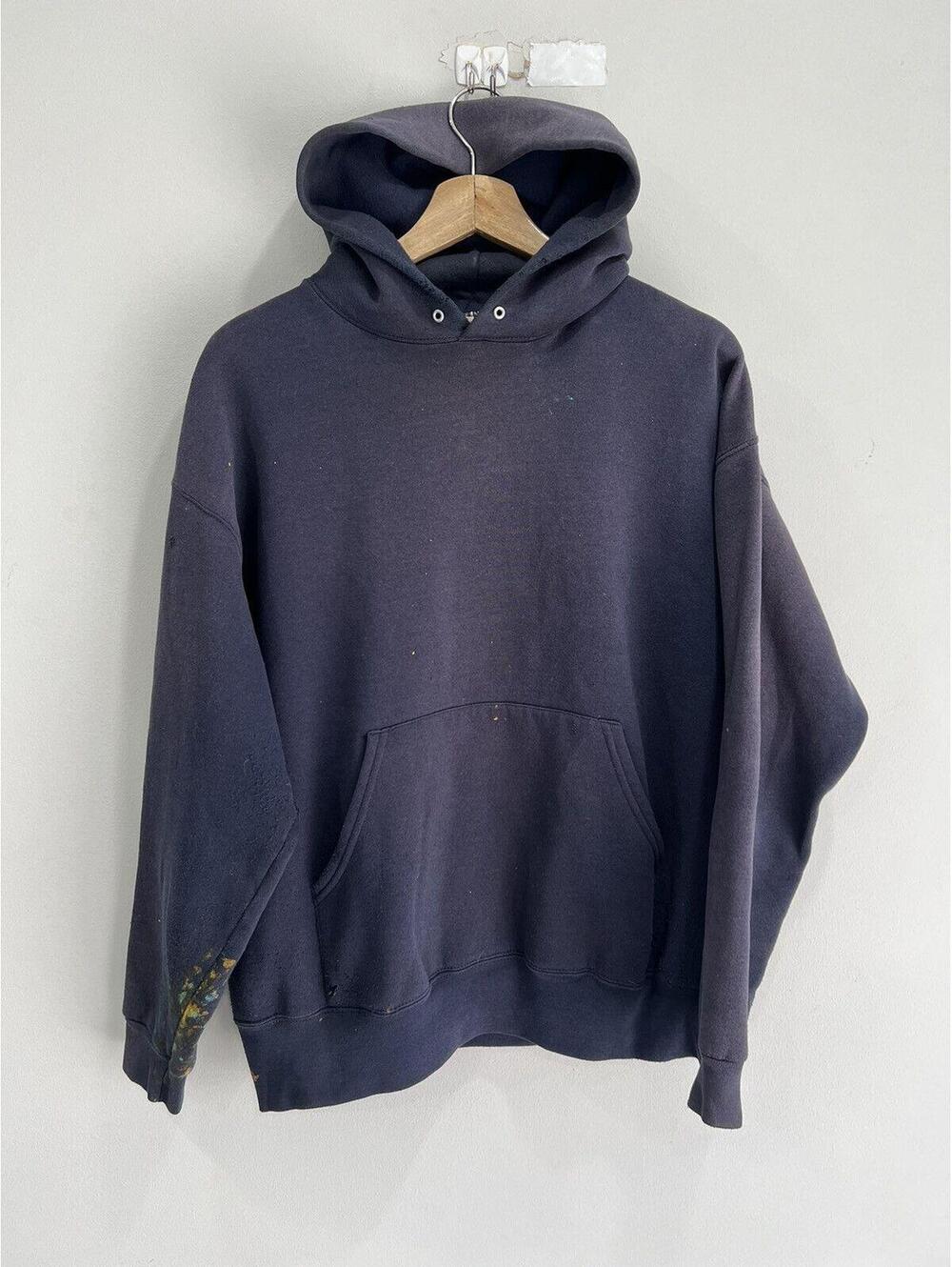 Vintage 90s Blank Hoodie Sweater Sun Faded Thrashed paint
